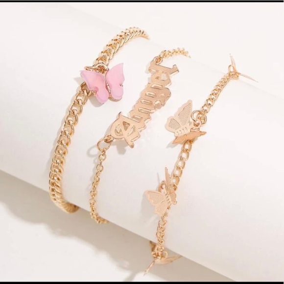 Jewelry - Set of 3 Gold Ankle Bracelets